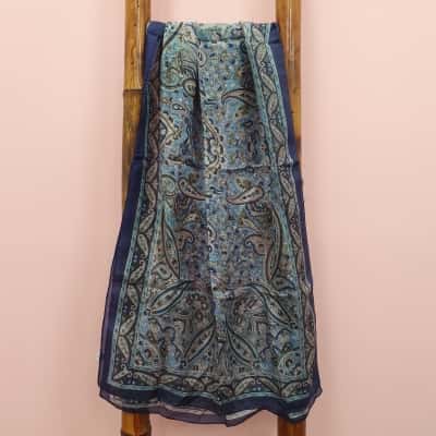 Women's Indian Silk Scarf Navy