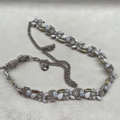  Women's Gorgeous Gem & Diamante Silver Tone Chain Belt 