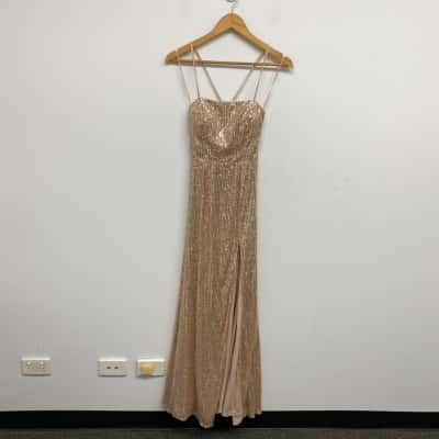 Dear Emilia Gold Sequin Many Different Maxi Dress Size XS 