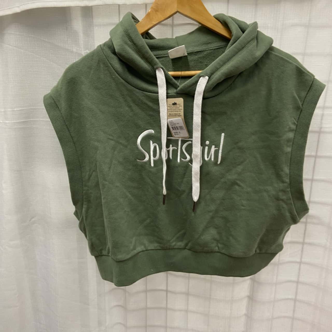 Sportsgirl Womens Short Sleeve Hoodie Size S Khaki (s)