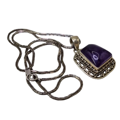 Sterling Silver Pendant with Brick Linked Chain