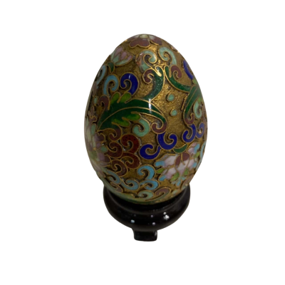 Vintage Chinese Egg With Wood Base