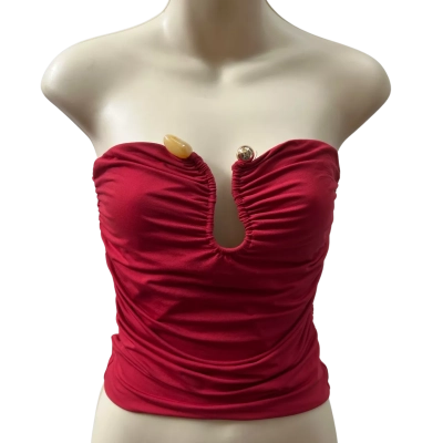 Kookai Womens Size 8 Red Strapless Top 