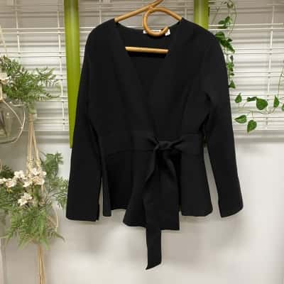 Country Road Womens  Size M Long Sleeve Tie Top Black  