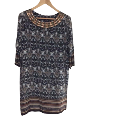 Olla Oh Womens  Size L Casual Dress Blue / Pattern 