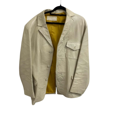 Vintage Stephen Dattner Womens  Size 6 Leather Jacket Off White 