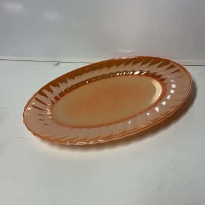 Vintage anchor hocking peach lustre oval serving plate