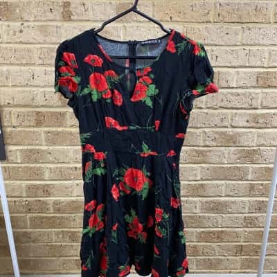 Dangerfield Womens black floral print dress Size 8 