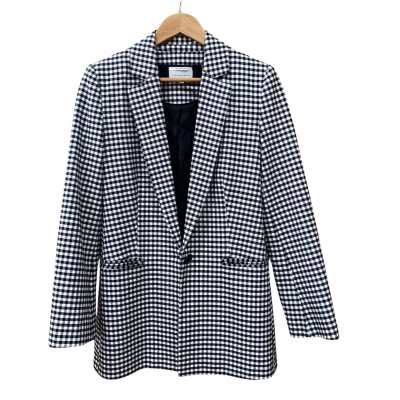 Veronica Maine Black/White Gingham Blazer Size 8