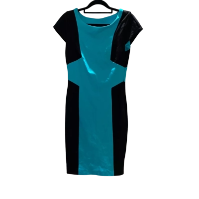 Metalicus Womens Colour Block Dress Size 1 (72cm Waist) Black/ Teal RRP 