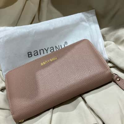  Banyanu Womens Zip Purse Beige / Peach 