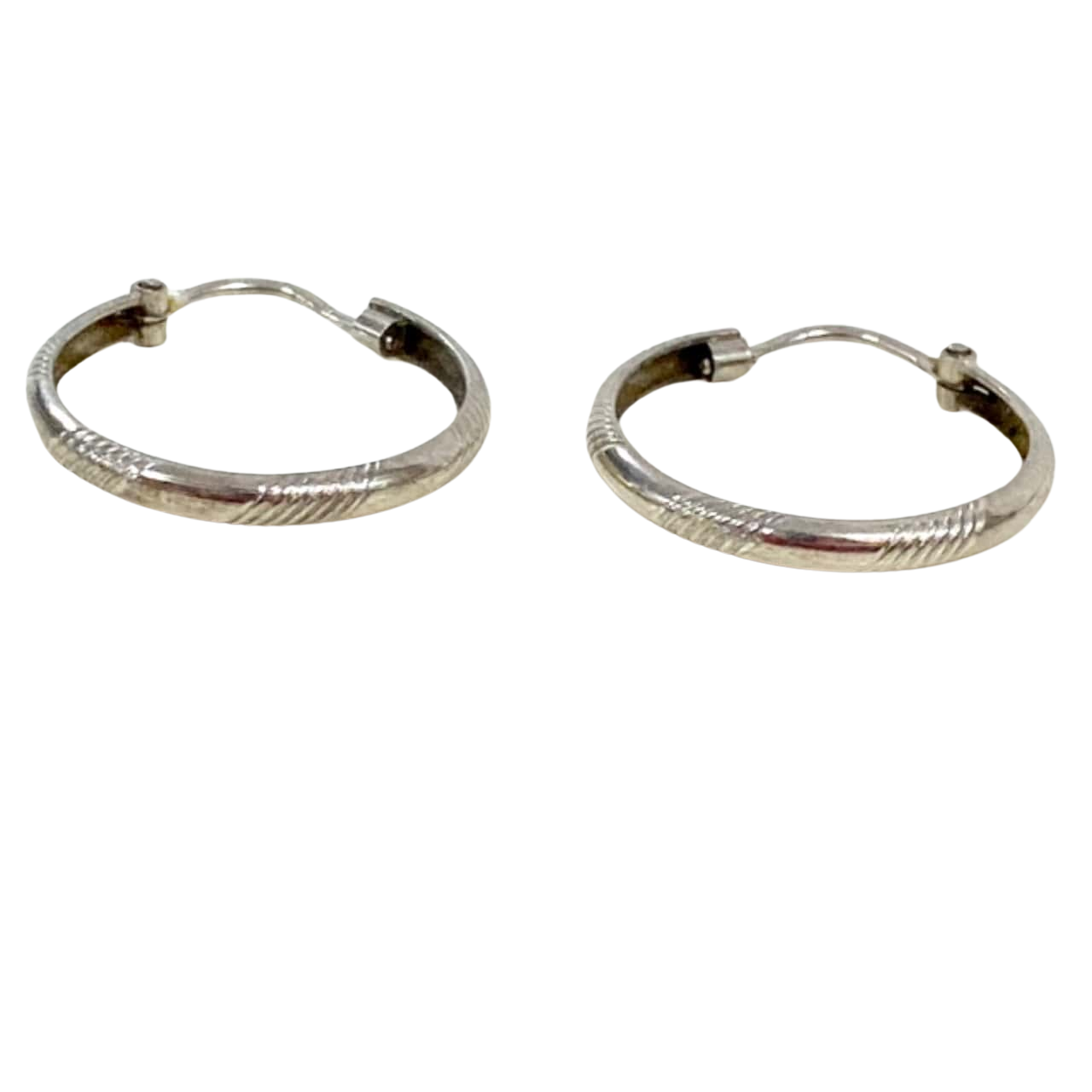 925 Silver Hoop Earrings with Line Engravings