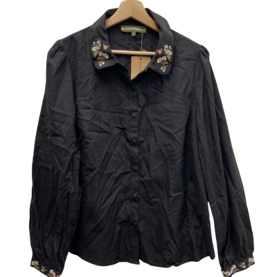 Princess Highway Womens  Size 14 Button Up/ Long Sleeve Top Black  RRP $98.00