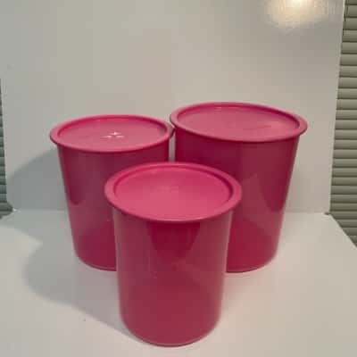 TUPPERWARE - 6pc Round Nesting Storage Pink - Large capacity 