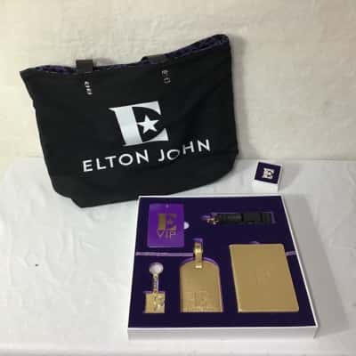Elton John Official Merchandise Gold Accessories VIP Gift Box Set with Black Tote  Bag