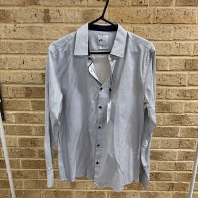 Yd. Mens esplanade slim shirt white & blue Size M 