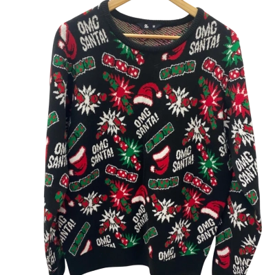 Jay Jays Mens  Size M Xmas Jumper Black  / Red / White 