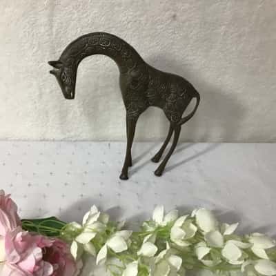 Decorative Pattern Brass Giraffe Figurine