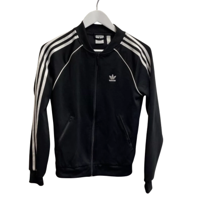 Adidas Womens Size 6 Black  / White Front Zipper Jacket