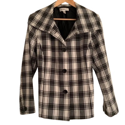 Warwick Jones.  Black and White Check Coat.   Size 14 
