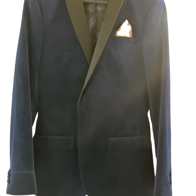 Politix Black Tie CHARLES  Blue Blazer Slimfit S Fully Lined suede look