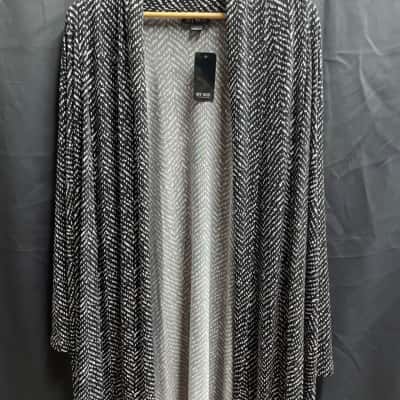 My Size Womens Size L Black & White Best Dressed Cardi