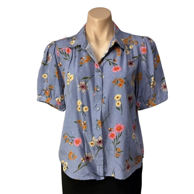 Princess Highway Womens Size 8  Blue / Multicoloured Floral Short Sleeve Shirt