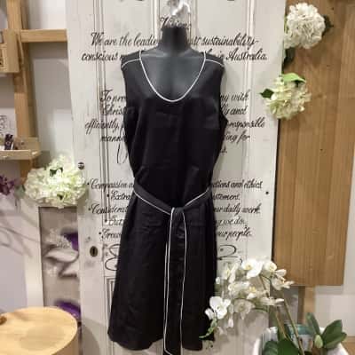 Taking Shape Brand! BNWT RRP $179.99! THE GIA MATT SATIN WORK DRESS ENCHANTED GARDEN SLEEVELESS MIDI WITH WAISTLINE SASH! Womens  Size 16 Midi Dress / Sleeveless Dress  Black  