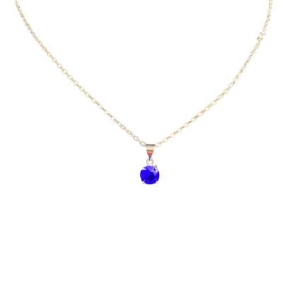  Womens Stirling silver 22cm drop Necklace with blue cubic zirconia solitaire pendant