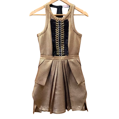 Sass & Bide Metallic Gold Party Dress Size 6