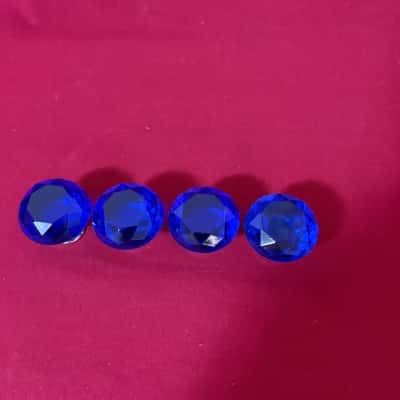 Set of Four Faceted Blue Diamond Cut Crystal Style Cabinet/Drawer Knobs