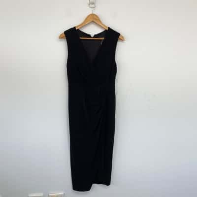 Forever New Black Evie Glitter Jersey Dress Size 10 