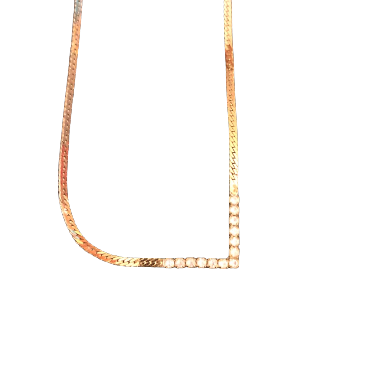 On Sale 90s Retro Avon Gold base metal flat curb chain with diamanté