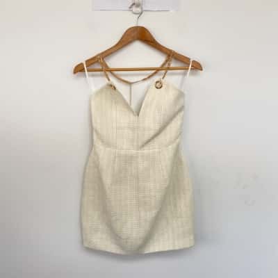 Sur Belle Cream Textured Mini Dress  Size 8
