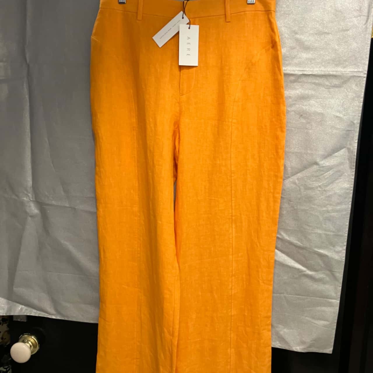 AERE Womens Size 12 Wide Leg Orange Linen Pants(s)