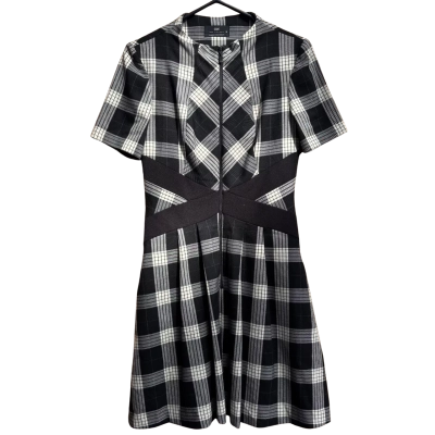 Cue Women's Black And White Check Dress Size 10