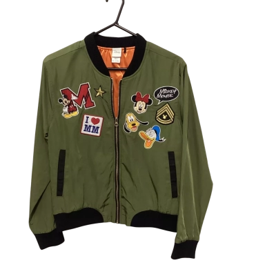 Disney Womens  Size S Bomber Jacket Green 