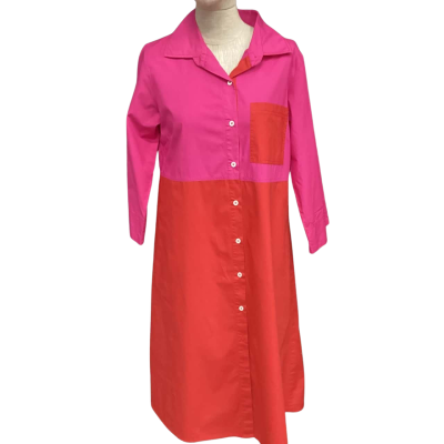  Bagruu Shirt Dress Size XS Pink  / Red 