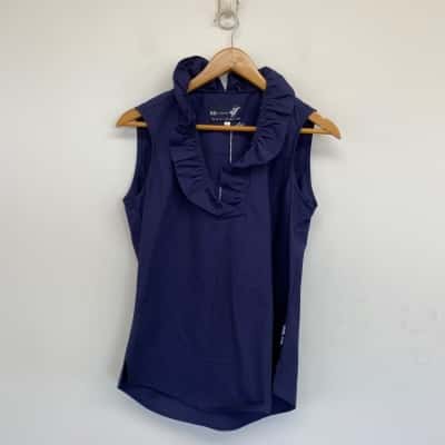 BR Classics Australia Navy Blue Bullrush Kate Ruffle Shirt Size S 