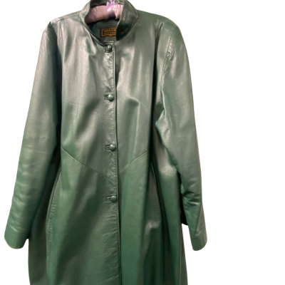 SIRICCO LEATHER COAT GREEN