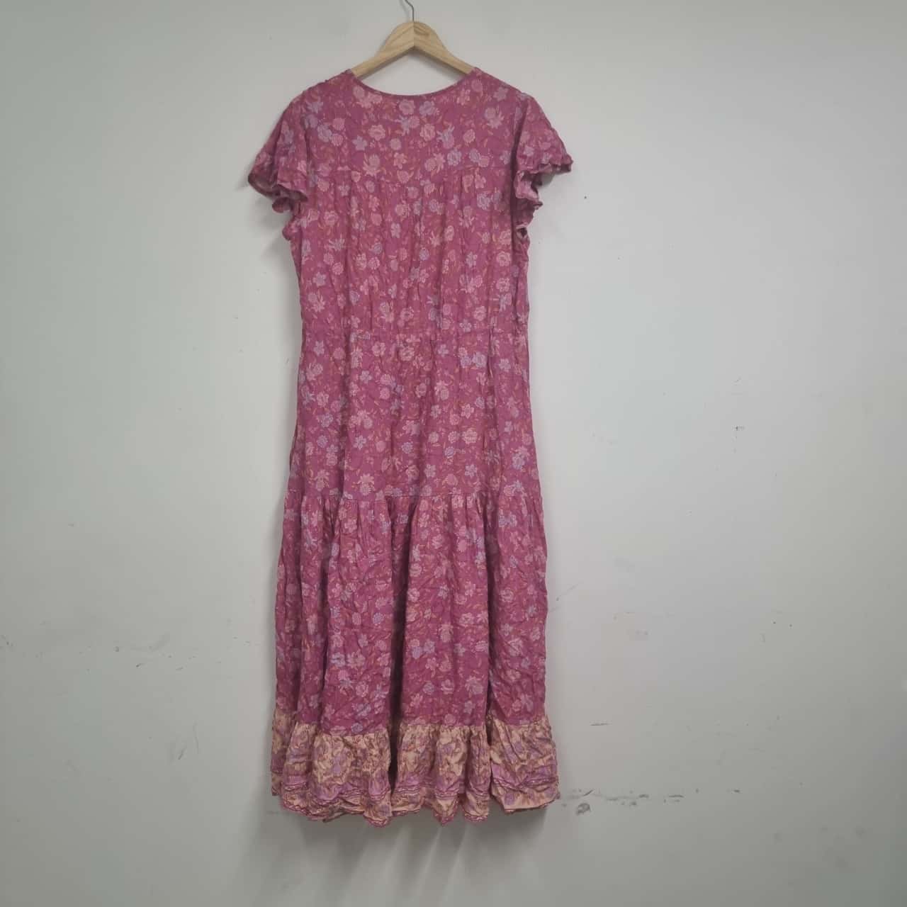 Salty Bright Womens Short Sleeve Maxi Boho Dress Size 14 Pink/Orange ...