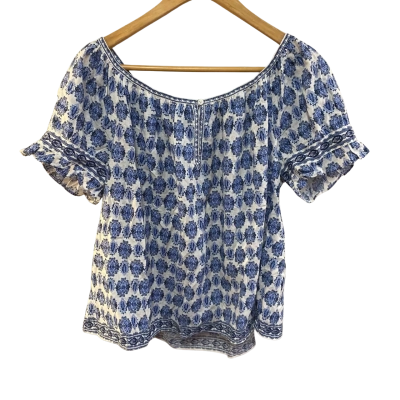 BNWT Max Studio Womens  Size L Blouse Blue / Floral RRP $128.00