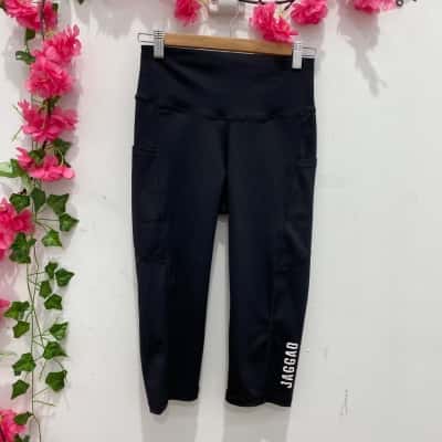 Jaggad Womens Classic 3/4 Pocket Leggings Size S Black  