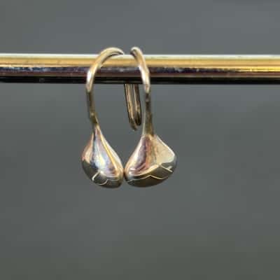 Sterling Silver Puffed Teardrop Hook Earrings