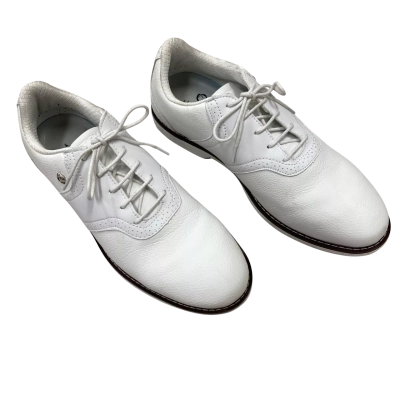 Thestron Men's Spiked White Golf Shoes Size US 11.5