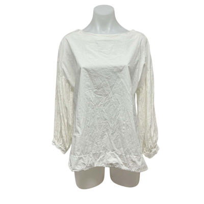 Amici By Baci Womens 100% Cotton Size M 3/4 Sleeve Top Off White 