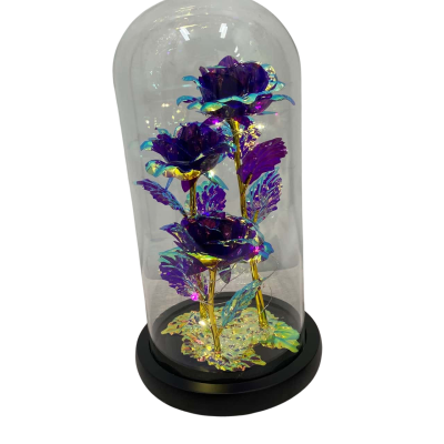 LED GALAXY Rose in glass dome 25cm WORKS