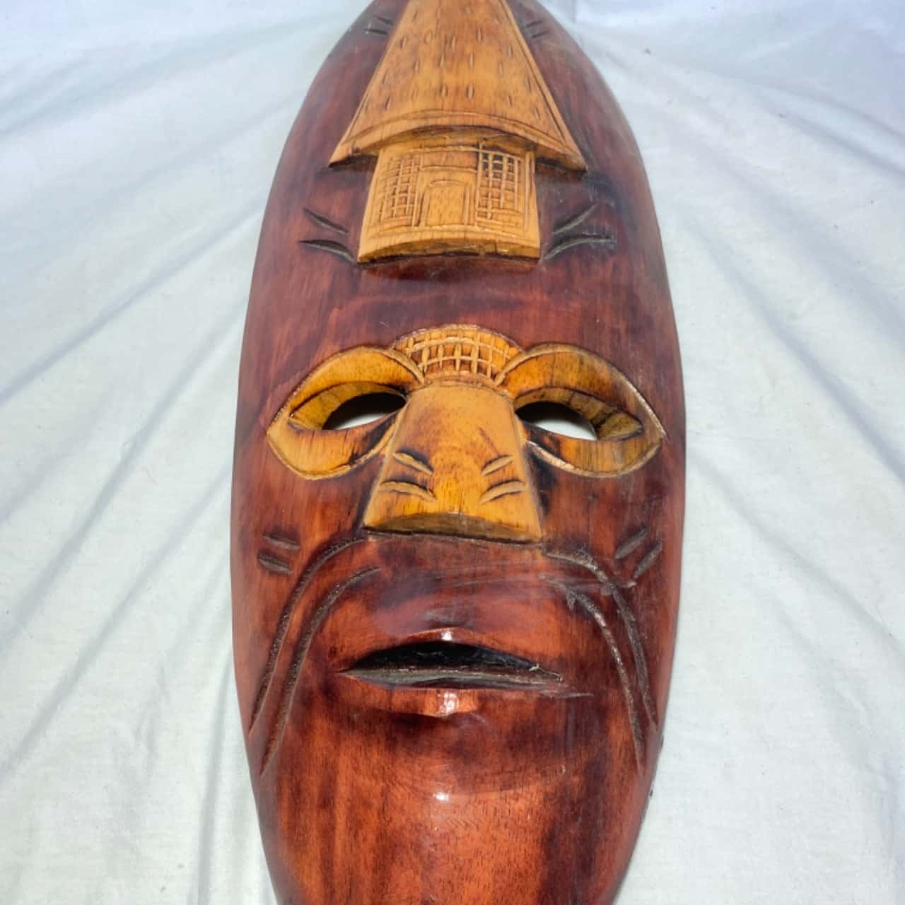 Large Vintage Ethnic Tribal Face Mask Wood Wall Hanging