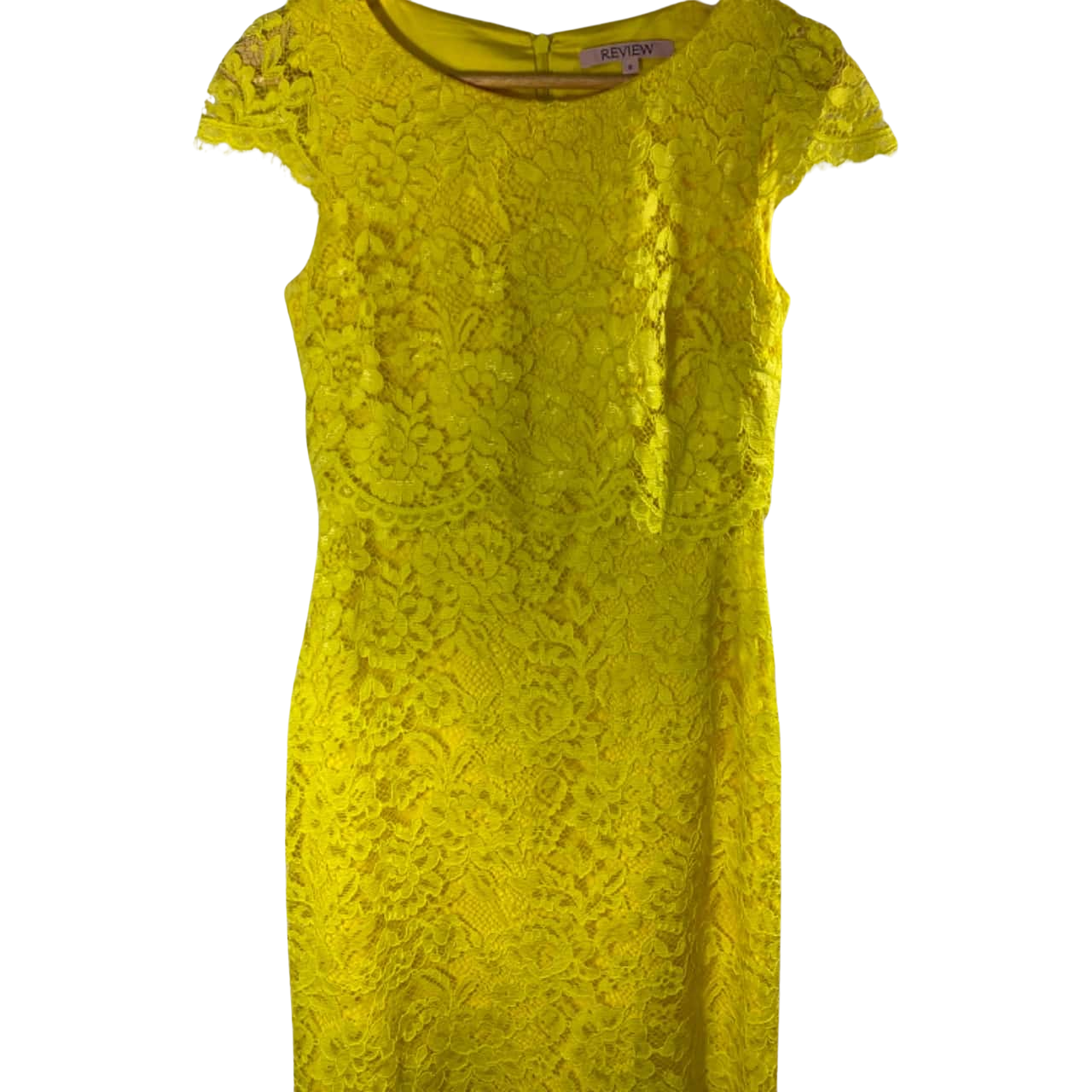 Review Womens Lace Dress Size 8 Floral / Yellow (s)