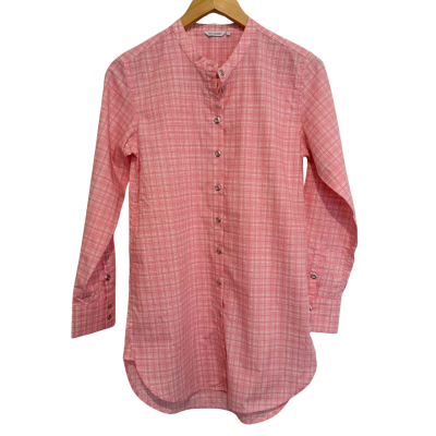 Marimekko   Long Shirt Top,  Pink Check  Size 34 